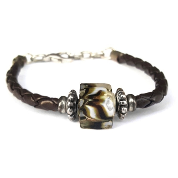 Braided Bracelet with Glass Bead - Picture 2 of 5